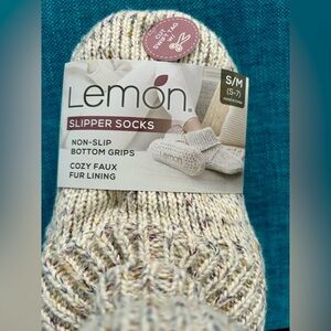 NWT! Lemon Cream Slipper Socks S/M